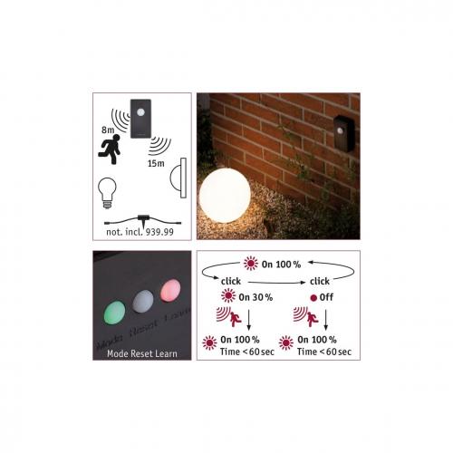 PAULMANN - IR Сензор за движение и светлина  18012   Plug & Shine Sensor Smart Home Zigbee 3.0 Twilight Sensor ⚡ 4.8V ✴ Антрацит 