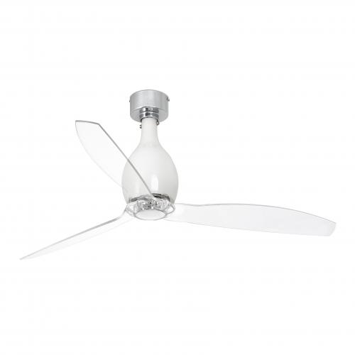FARO - MINI ETERFAN Shiny white/transparent ceiling fan with DC motor 32020WP