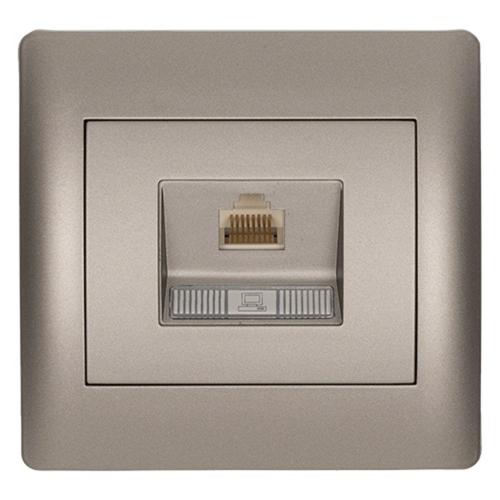 ELMARK - 112846E - КОМПЮТЪРНА РОЗЕТКА RJ45(CAT6E) СИВ, МЕТАЛИК RHYME