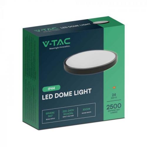 V-TAC - 24W LED Плафон Кръг Черна Рамка 3000К IP44 SKU: 76361
