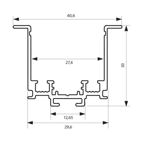 VIVALUX - SLIM25 Recessed mounting track InTrack 2M VIV004942