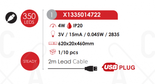ACA LIGHTING - X1335014722 HELLO 350 NEON LED USB LEAD CABLE 2m PINK ...