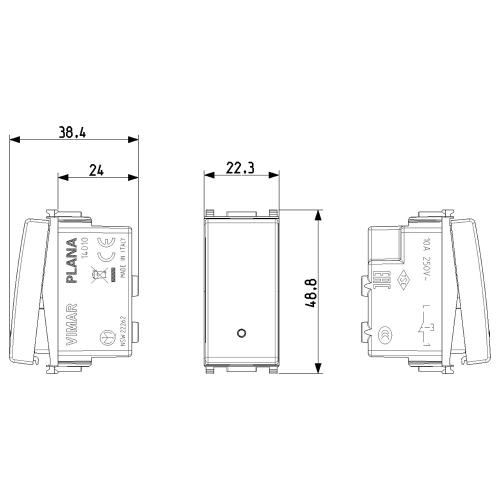 VIMAR - 14010.SL - 1P NC 10A push button white Silver