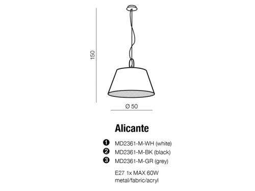AZZARDO - Пендел ALICANTE MD2361-M-WH / AZ2293