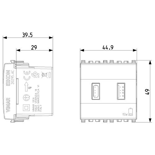 VIMAR - 20295.AC.N - A+C-USB supply unit 15W 3A 5V 2M Next