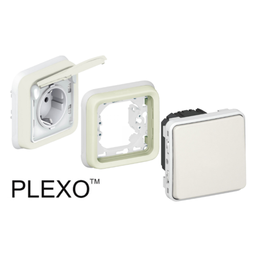 LEGRAND - Socket outlet Plexo - IP44 - 20 A - 2P+E - flush mounting - grey  55703