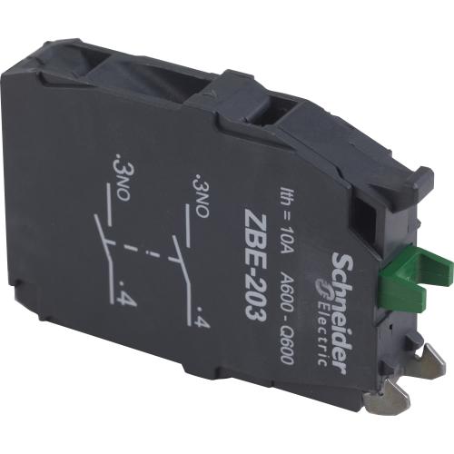 SCHNEIDER ELECTRIC - Contact block screw on terminal 2NO Ø22mm ZBE203