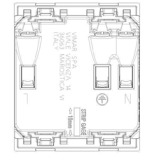 VIMAR - SICURY 2P+E 13 A 250 V~ multi-standard socket outlet, white - 2 modules 30257.B