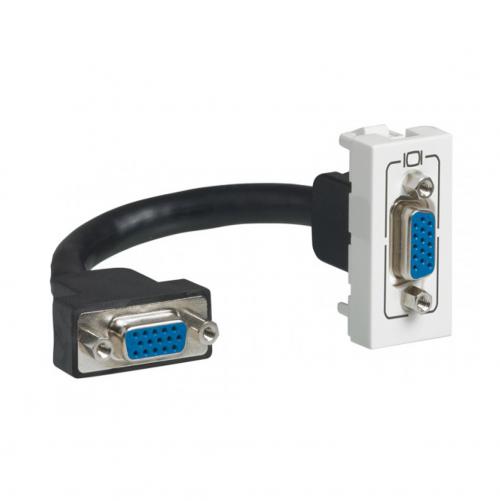 LEGRAND - 78777 VGA розетка HD15 1 модул с 15 см кабел Mosaic бял