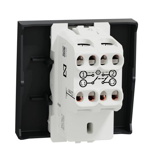 SCHNEIDER ELECTRIC - NU326254S New Unica - Two Pole switch with indication 16A 2 modules antracite