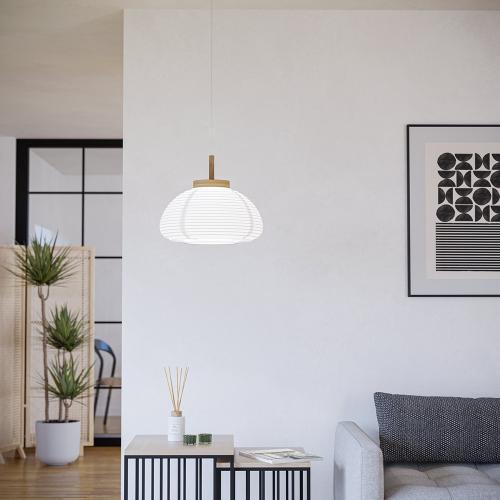 EGLO - pendant light SUMMERHILL Ø:550mm E27 40W wood, white - 44065