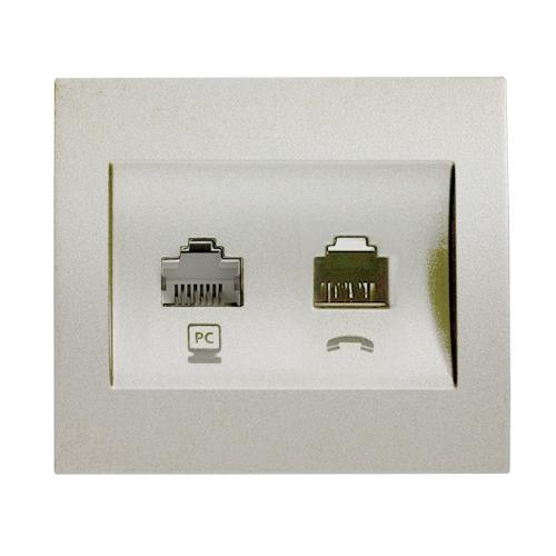 PANASONIC - Капачка бял металик RJ45 + RJ11 WBTR0412-5MW