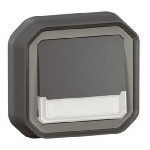 LEGRAND - Button NO/NC with backlight 12V and lable monobloc for flush mounting color Anthracite IP55 Plexo New 69854L