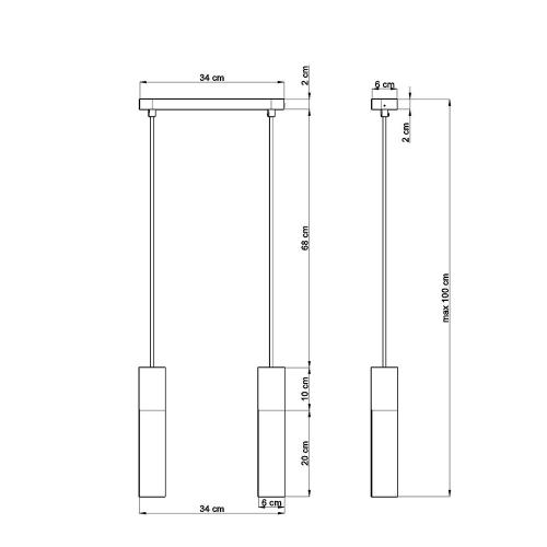 SOLLUX - pendant  lamp BORGIO 2 white grey concrete steel SL.0648