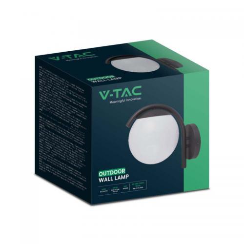 V-TAC - E27 Стенен Аплик Черна Сфера PC Опал IP44 SKU: 10420