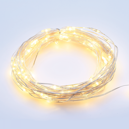 ACA LIGHTING - LED STRING LIGHTS WITH SILVER COPPER WIRE,  warm white light, IP20  XSW20WW2A