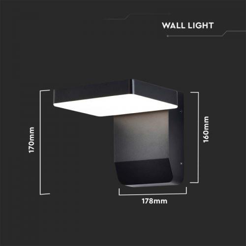 V-TAC - 20W LED Стенна Лампа Черна Квадрат 4000К IP65 SKU: 2945  VT-11020