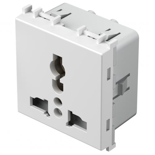 TEM - VM55MW Socket multistandard 2P+E 13A 2M, color White matt, Modul