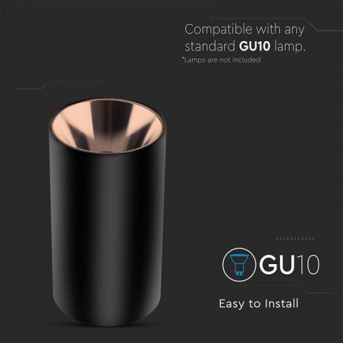V-TAC - GU10 Fitting Round Black Rose Gold SKU: 8997
