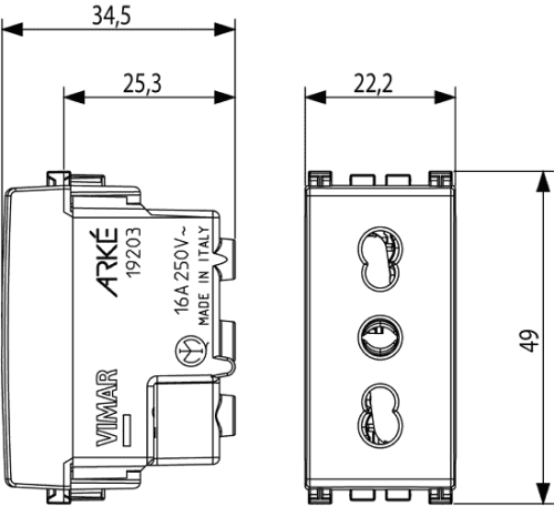 VIMAR - 19203.B - Контакт 2P+E 16A P17/11 бял