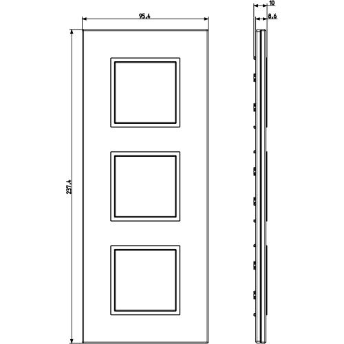 VIMAR - 21644.72 - Plate 6M (2+2+2) 71mm silver ice
