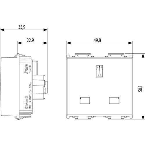 VIMAR - 16260 - 2P+E 13A Английски стандарт сив IDEA