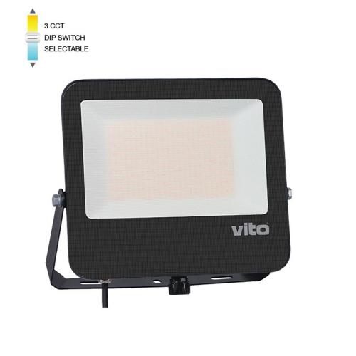 VITO - LED ПРОЖЕКТОР DANUBE 200W 3xCCT (3000K/4000K/6000K) смяна на цветната температура IP66 черен 3023040