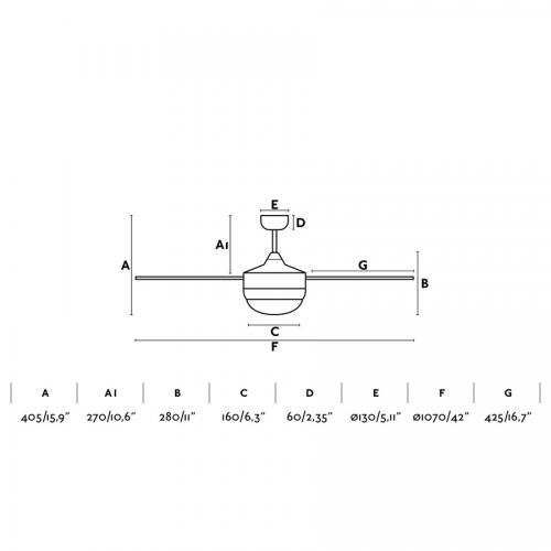 FARO - MINI ICARIA Matt nickel/transparent ceiling fan Ref.33696