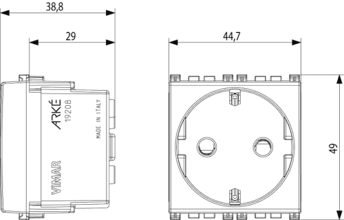 VIMAR - 19208.B - Контакт 2P+E 16A бял