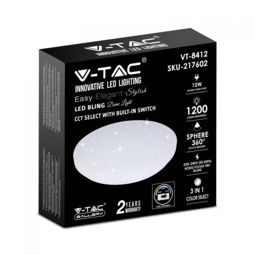 V-TAC - 12W LED Плафон Звезди 3в1 ф260mm Сменяем Спектър SKU: 217602