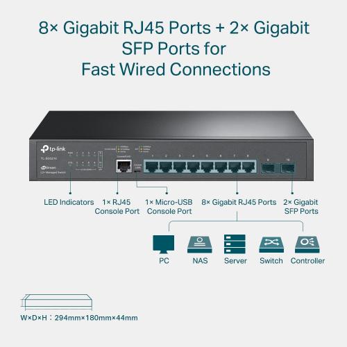 OMADA - 8-Port Gigabit L2+ Managed Switch with 2 SFP Slots SG3210