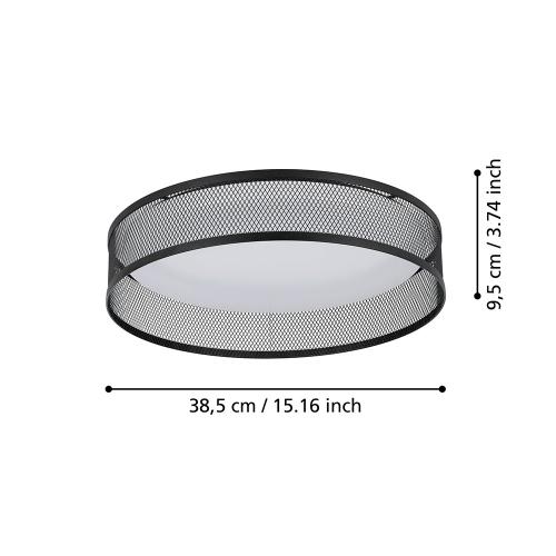 EGLO - LED Плафон LUPPINERIA Ø:385mm 20W 2400lm 3000K черно/бял - 900795