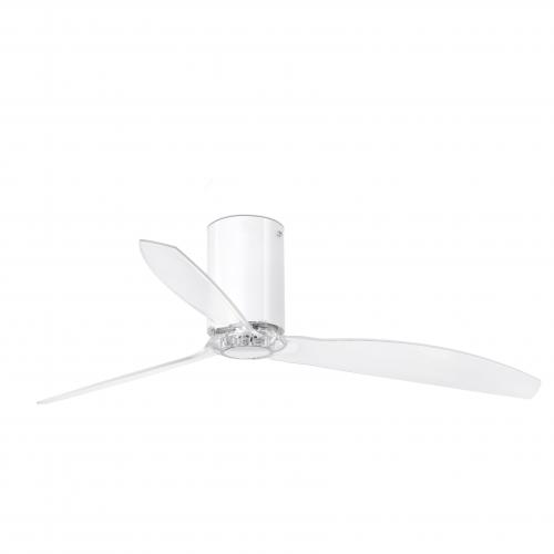FARO - MINI TUBE FAN Shiny white/transparent ceiling fan with DC motor 32038WP 