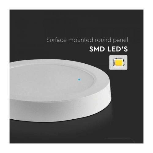 V-TAC - 24W LED Backlit Surface Mounted Panel Round 6400K SKU: 7881