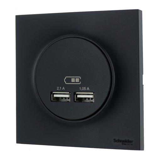 SCHNEIDER ELECTRIC - S540407 Odace - doube USB charger 2.1 A - anthracite