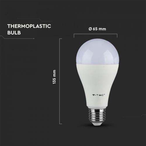 V-TAC - LED Bulb SAMSUNG Chip 17W E27 A65 Plastic White SKU: 164
