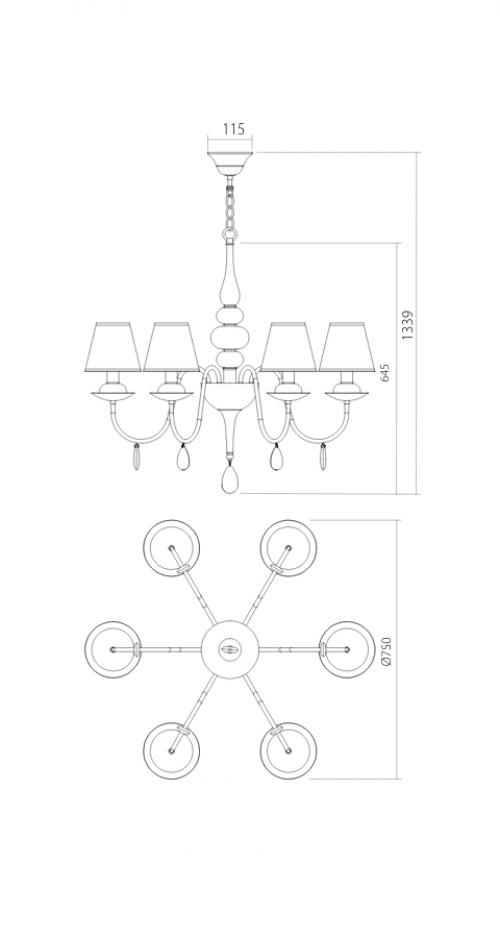 INCANTI - Полилей  ELIZEE  C6 01 01 CAND 6X28W E14 MATT WHITE