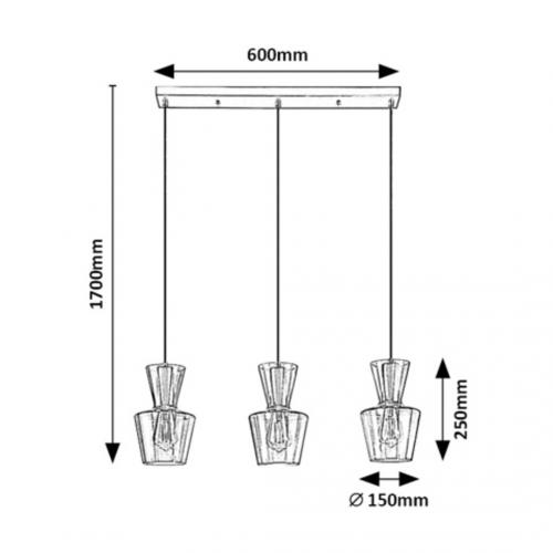 RABALUX - PENDANTS ABRA 72163 E27 3X MAX 60W