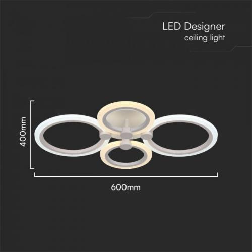 V-TAC - 45W LED Ceiling Lamp 3 Step Dimmable With Remote Control White Body IP20 SKU: 23394