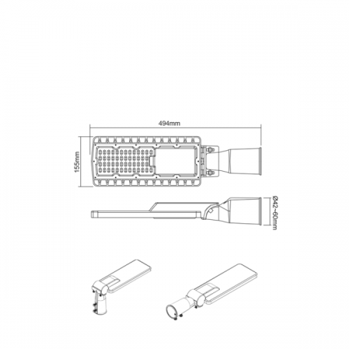 ACA LIGHTING - LANE5040 LED STREET SOLAR LUMINAIRE 50W 4.000K IP65 85 ...