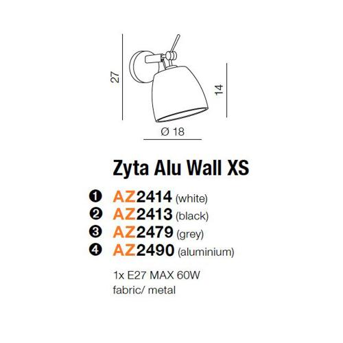 AZZARDO - ZYTA MB2300-XS-ALU/BK / AZ2413