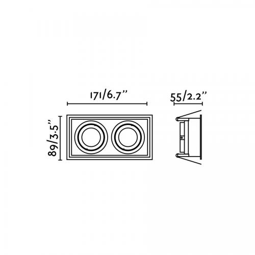 FARO - HYDE Black orientable square recessed lamp 2L Ref.40127