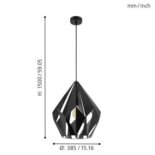 EGLO - Пендел 49879 CARLTON 1 E27 1x 60W