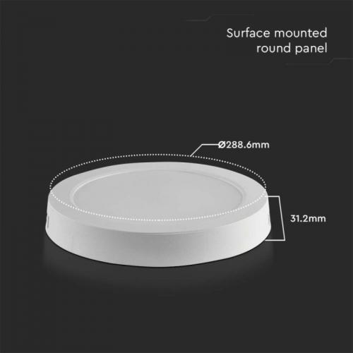 V-TAC - 24W LED Backlit Surface Mounted Panel Round 6400K SKU: 7881