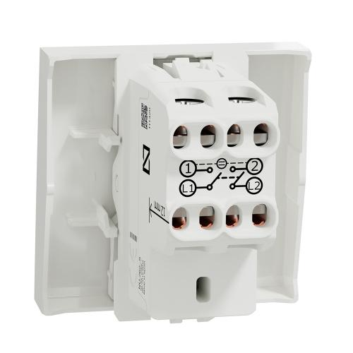 SCHNEIDER ELECTRIC - NU326218S New Unica - Two Pole switch with indication 16A 2 modules white