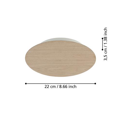 EGLO - LED Аплик ALAMILO Ø:220mm 9.2W 1040lm 3000K дъб/бяло - 901739