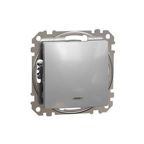 SCHNEIDER ELECTRIC - SDD113101L Еднополюсен ключ синя индикация Sedna Design & Elements, 10А 250V, алуминий, безвинтово свързване