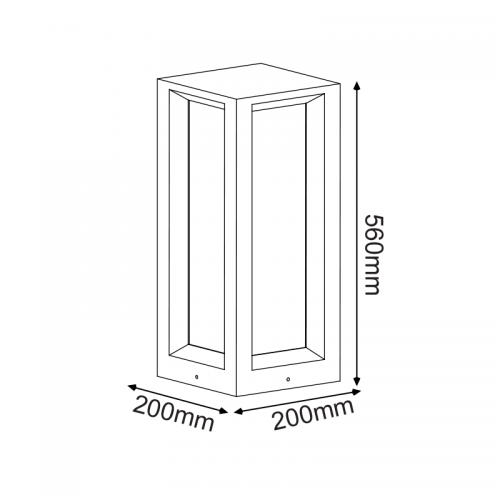 ACA LIGHTING - garden pole luminaire MK039B-560  560MM IP65 3xE27 Max.7W BLACK CEMENT & PC DIFFUSER