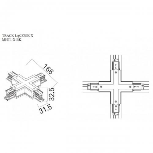 MAXLIGHT - X CONNECTOR BLACK , MHT1-X-BK
