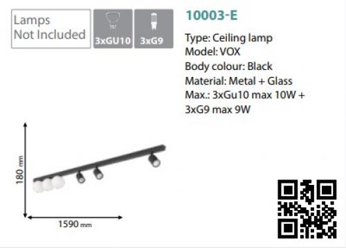 TKLighting - CEILING LAMP VOX 10003 3XGU10 + 3XG9 BLACK 10003-E
